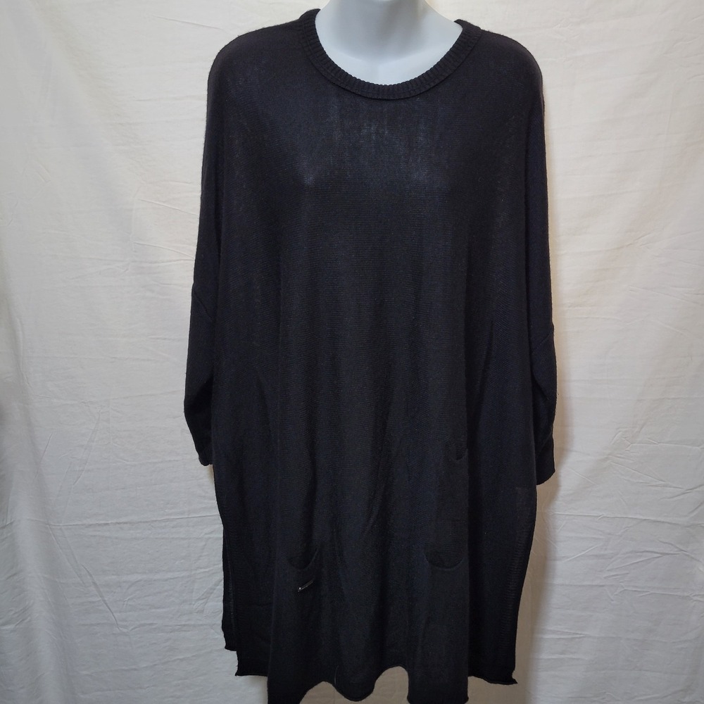 Mersea Womens Black Crewneck Catalina Sweater One Size Side Slits Lagenlook B